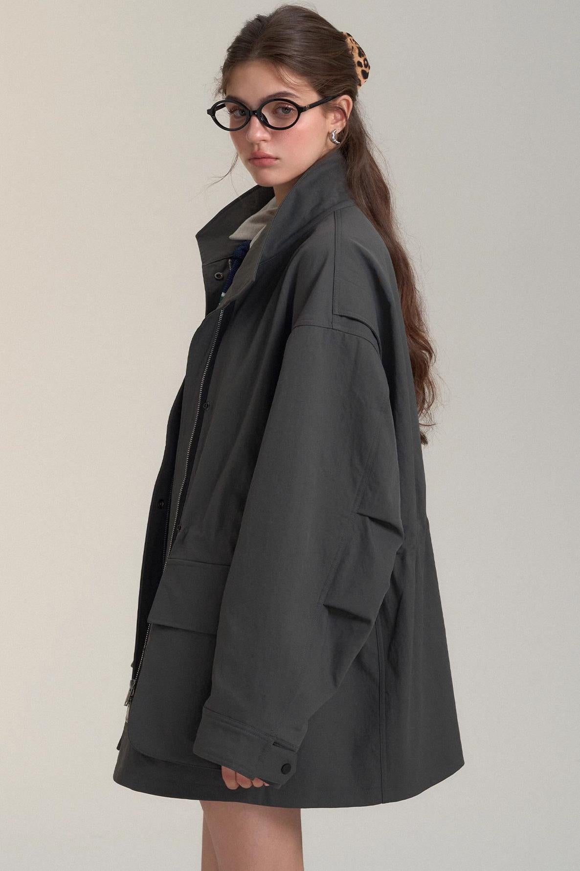 Drawstring Bow Cargo Coat