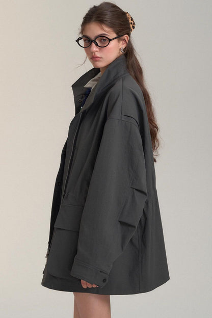 Drawstring Bow Cargo Coat