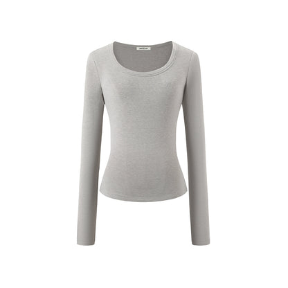 Slimming U-Neck Long-Sleeved T-Shirt