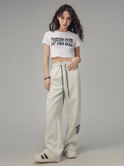 Slim Fit Rundhalsausschnitt Kurzarm Crop Top