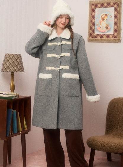 Horn Button Tweed Thick Coat