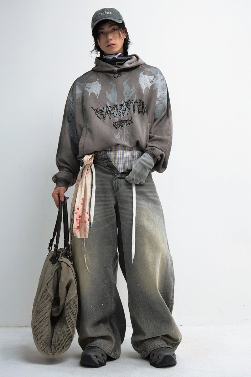 Grey Wide-Leg Unisex Machete Pants