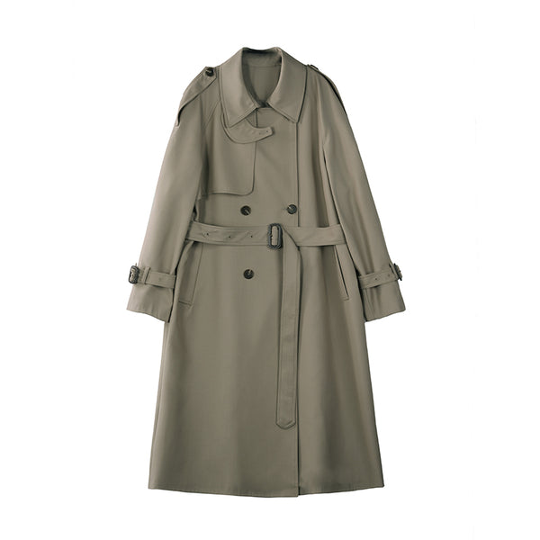 Khaki Draped Trench Coat