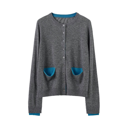 Color-Block Wool Cardigan