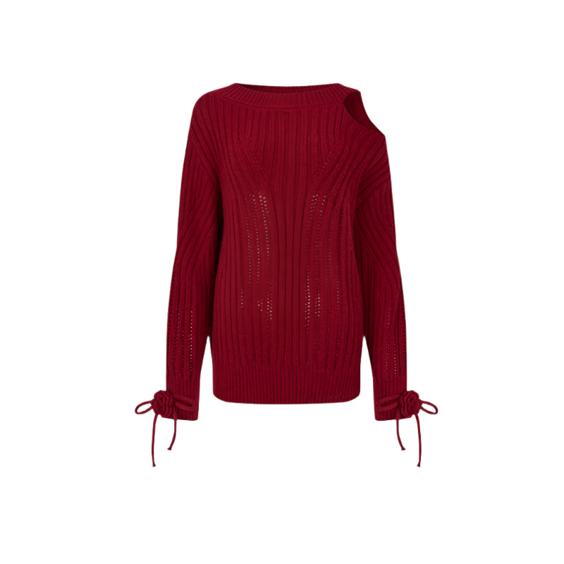 Two-Way Rose Bow Knit Sweater