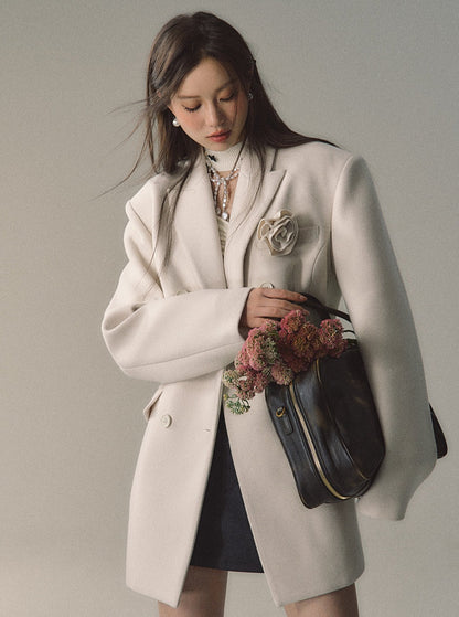 Rose collar woolen coat