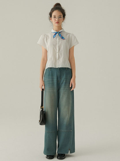 French Loose Balloon Denim Pants