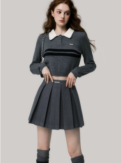 Neck Wool Contrast Design Inner Layer Top