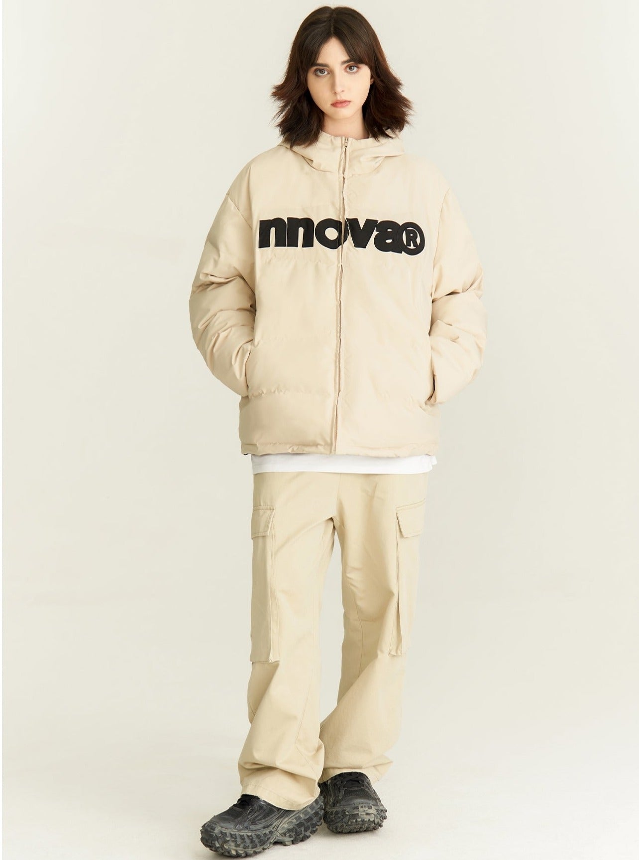 Basic LOGO hooded thick coat