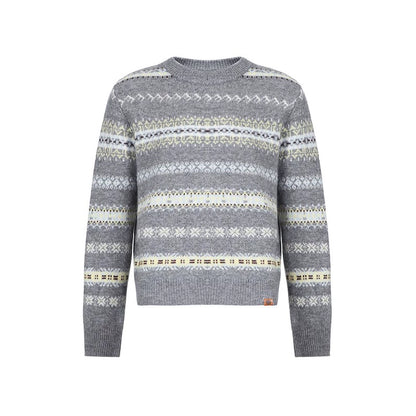 Color-Blocked Fair Isle Wool Sweater