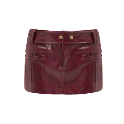 Crocodile Pattern Leather Mini Skirt