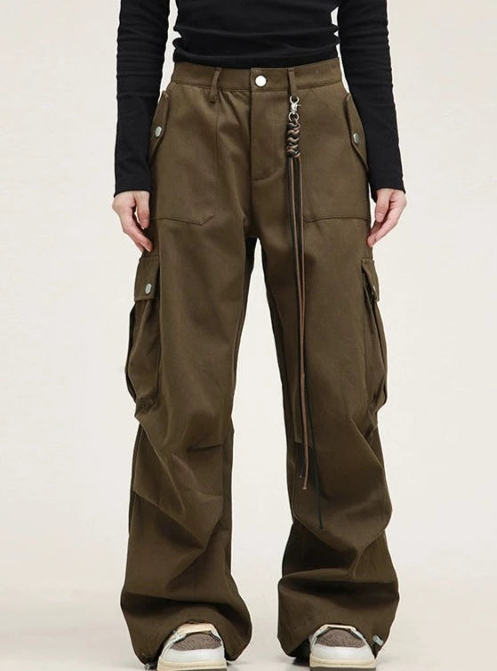American retro fringe cargo pants