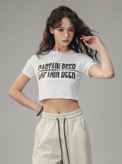 Slim Fit Crew Neck Short Sleeve Crop Top