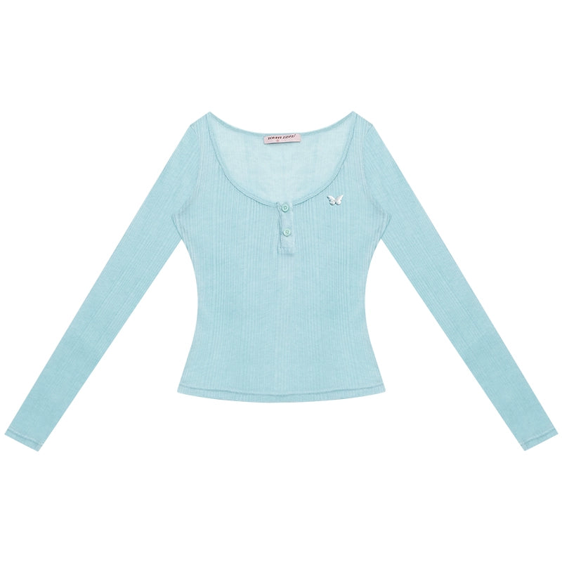 Semi-Sheer Slim Long Sleeve T-Shirt