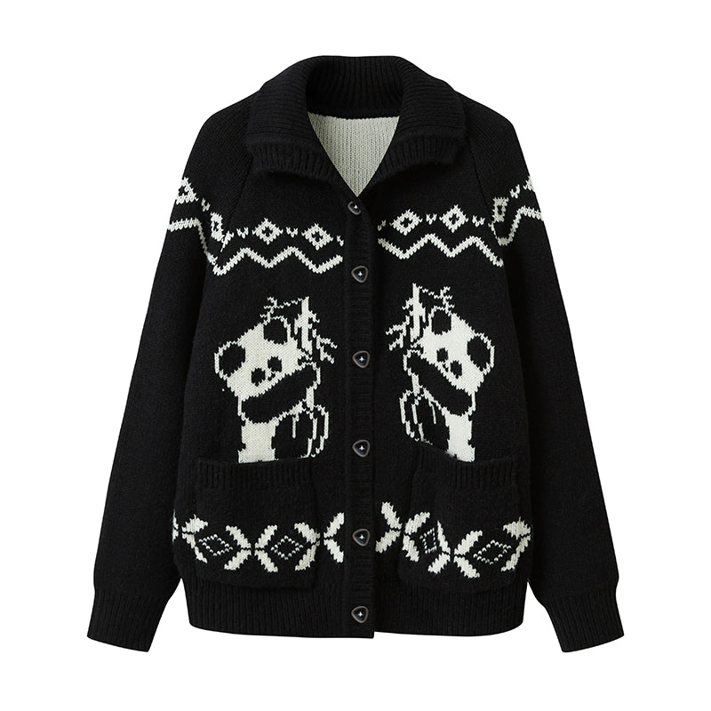 Cute Puppy Jacquard Pullover Sweater