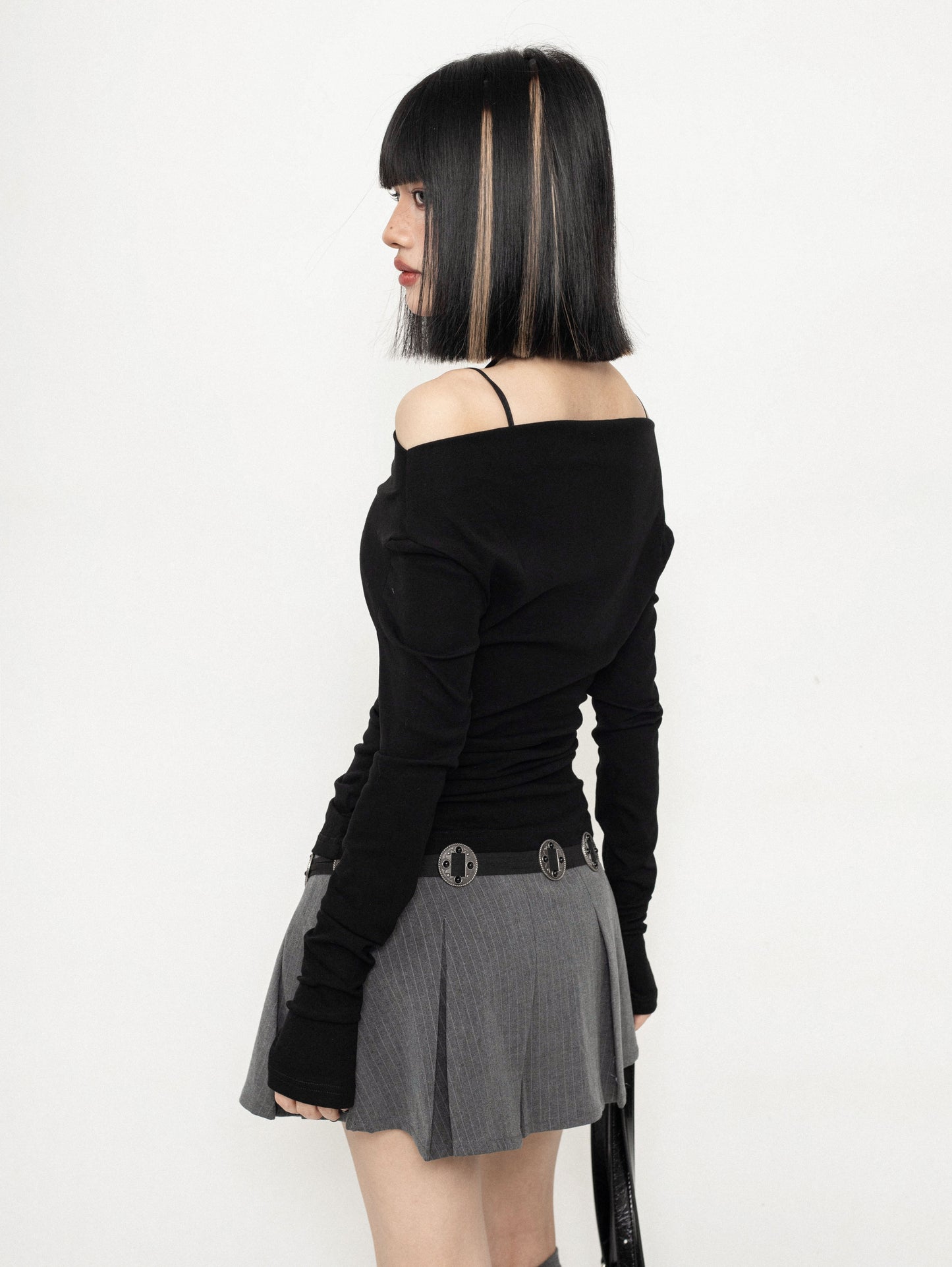 Anti-Walk Glow Slim Pleated Skirt