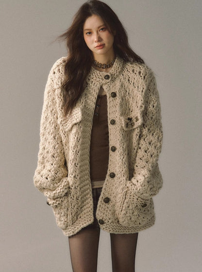wool knitted cardigan jacket