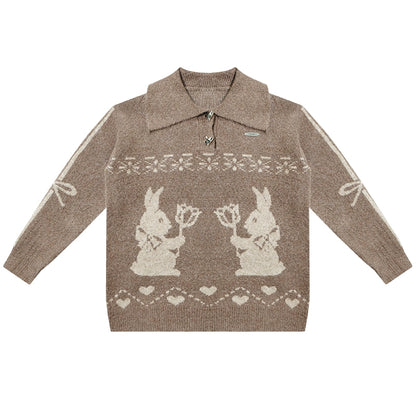 Retro Polo Collar Fair Isle Sweater