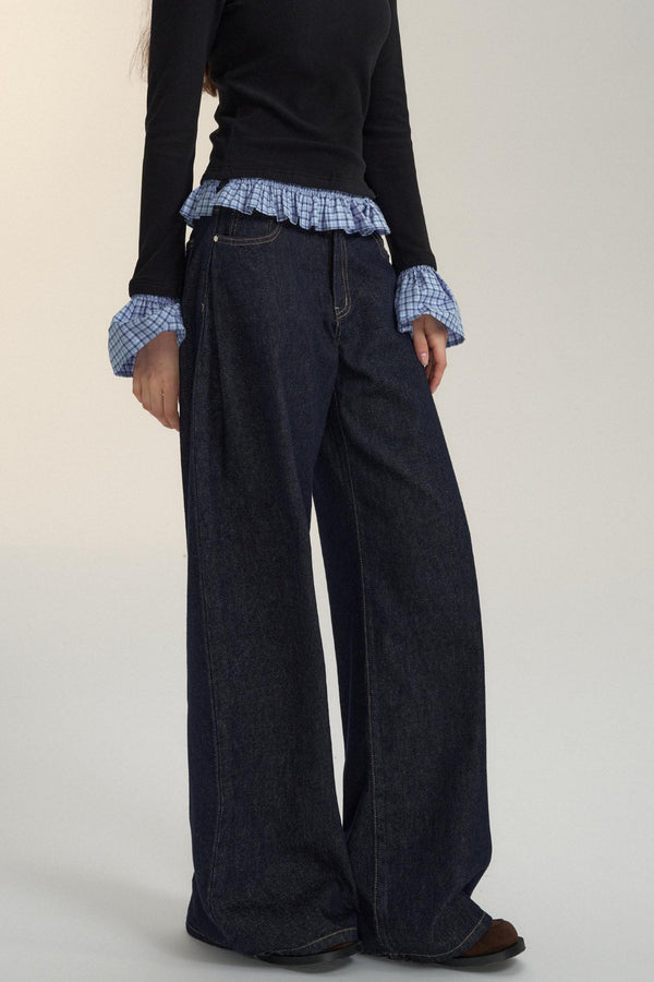 Pressed Pleat Dark Jeans