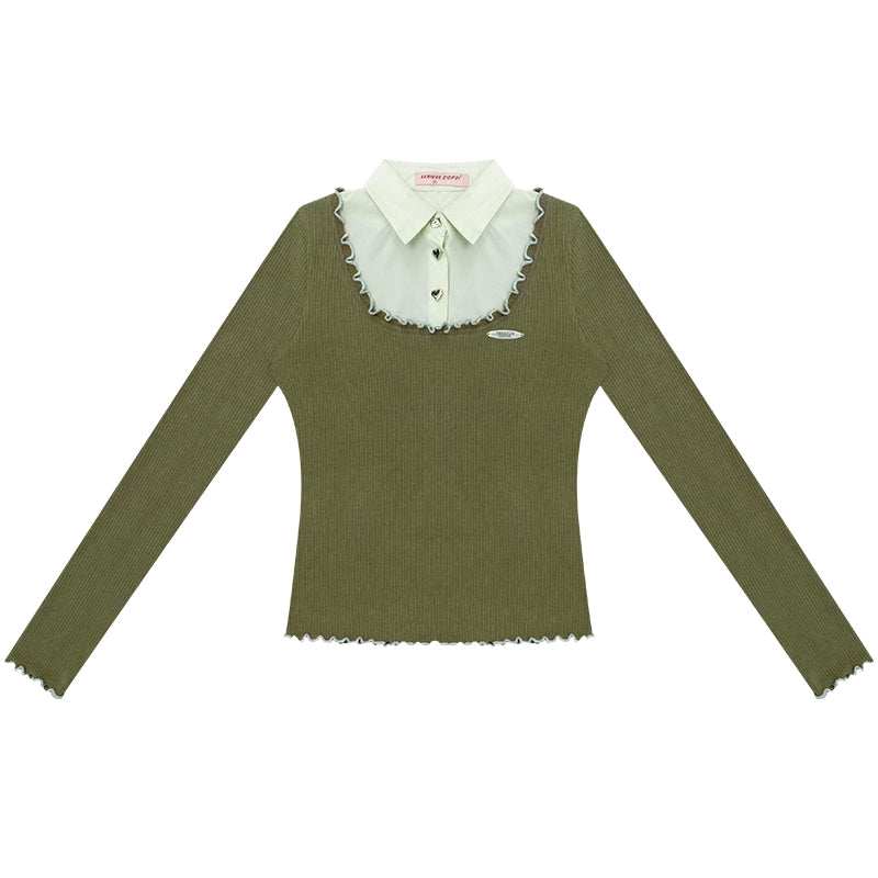 Polo Collar Long Sleeve T-Shirt