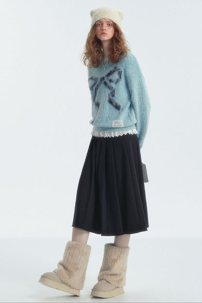 Leopard-Print Bow Crewneck Jumper