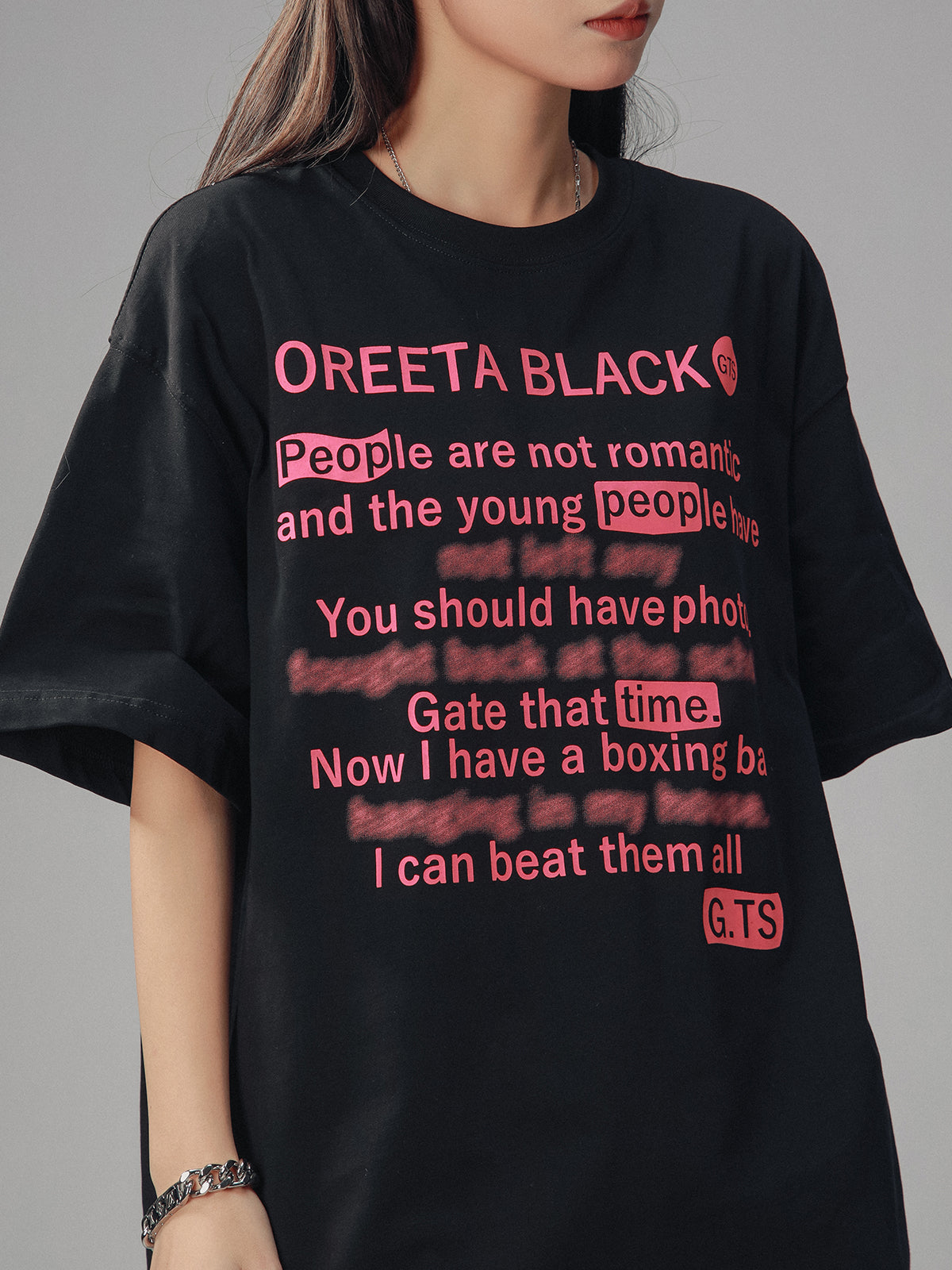 American High Street Slogan Black T-Shirt
