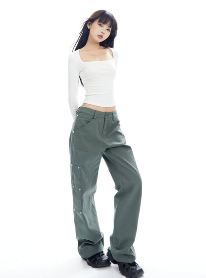 American loose fitting spiked pants