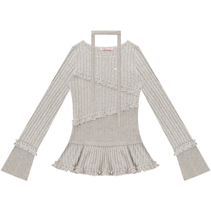 Retro Ruffled Knit Top