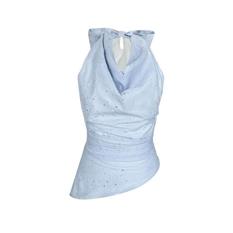 Beige Blue Swing Top