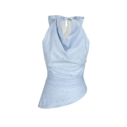 Beige Blue Swing Top