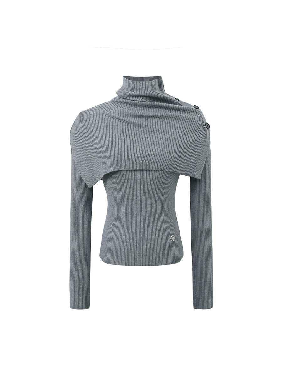 V-Neck Mock-Layer Sweater