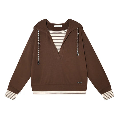 Retro Striped Patchwork Sweatshirt Set-Up