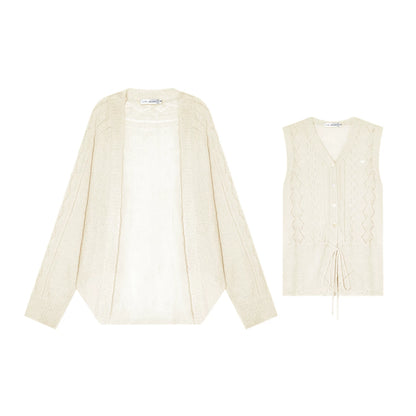 Mohair Purple Cut-Out Cardigan Set-Up