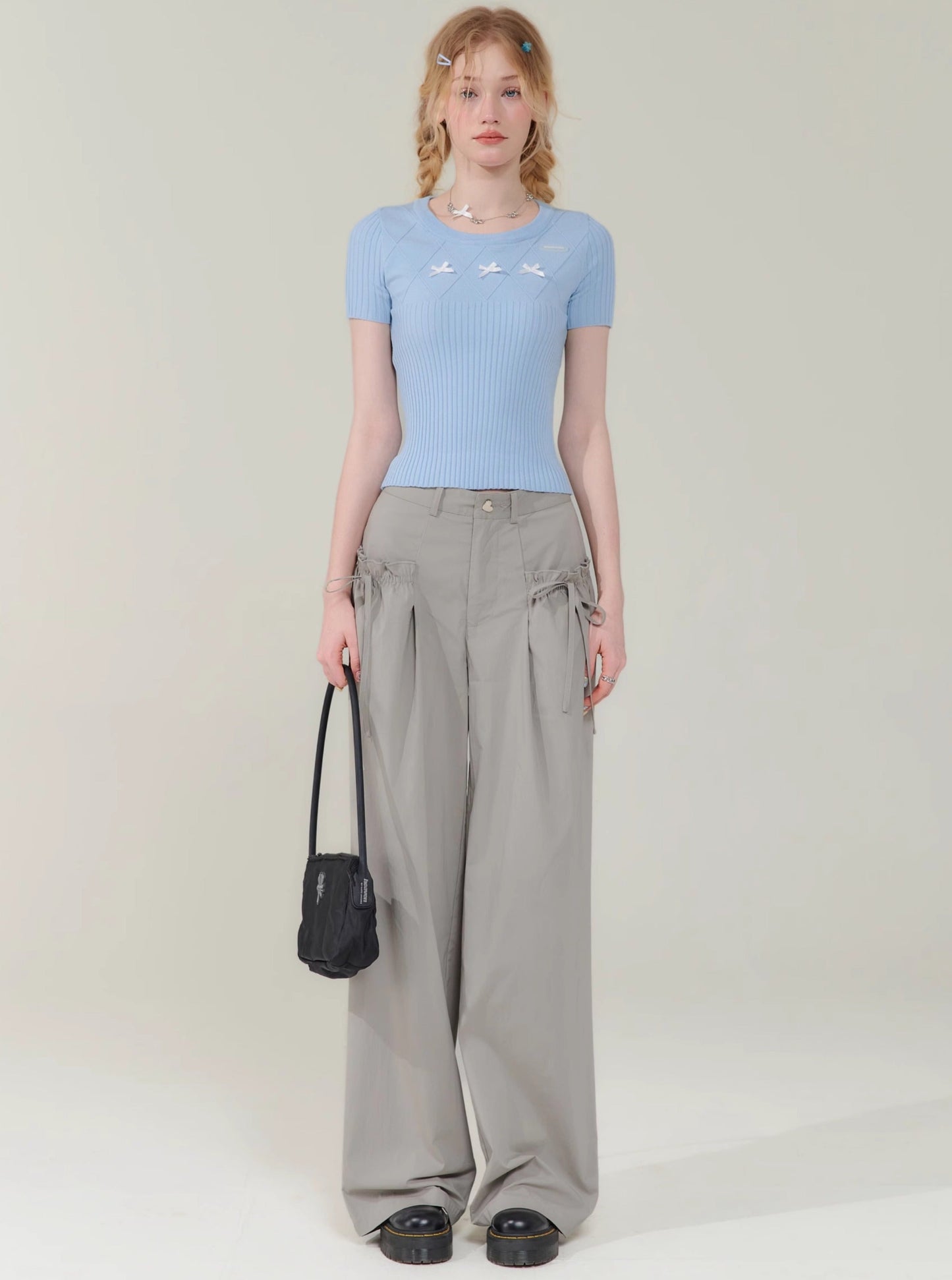 Retro High Waist Gray Pants