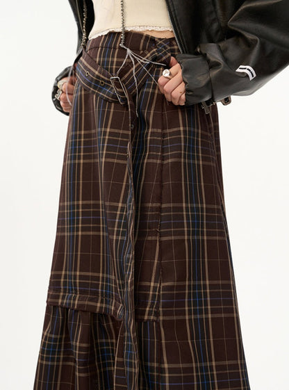 Vintage Plaid Midi Skirt