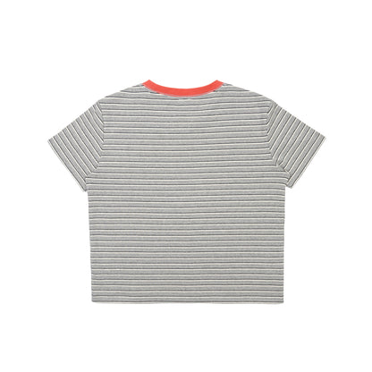 Contrast Double Collar Striped T-Shirt