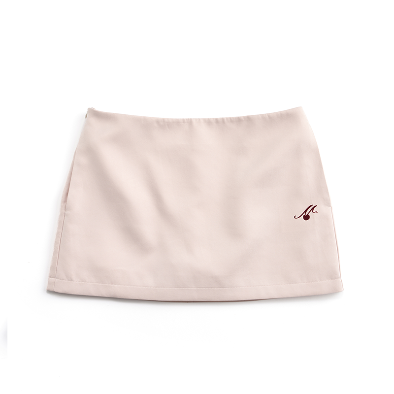 Gonna a trapezio con ciliegie flock