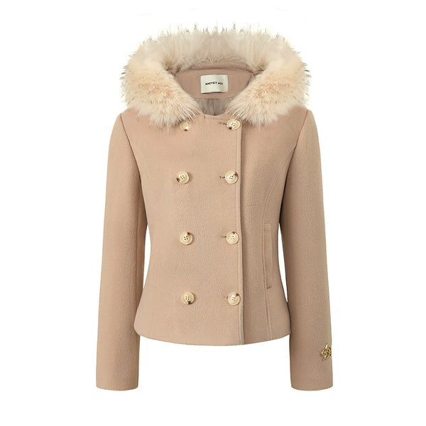 Hooded Fur Collar Cotton Down Jacket