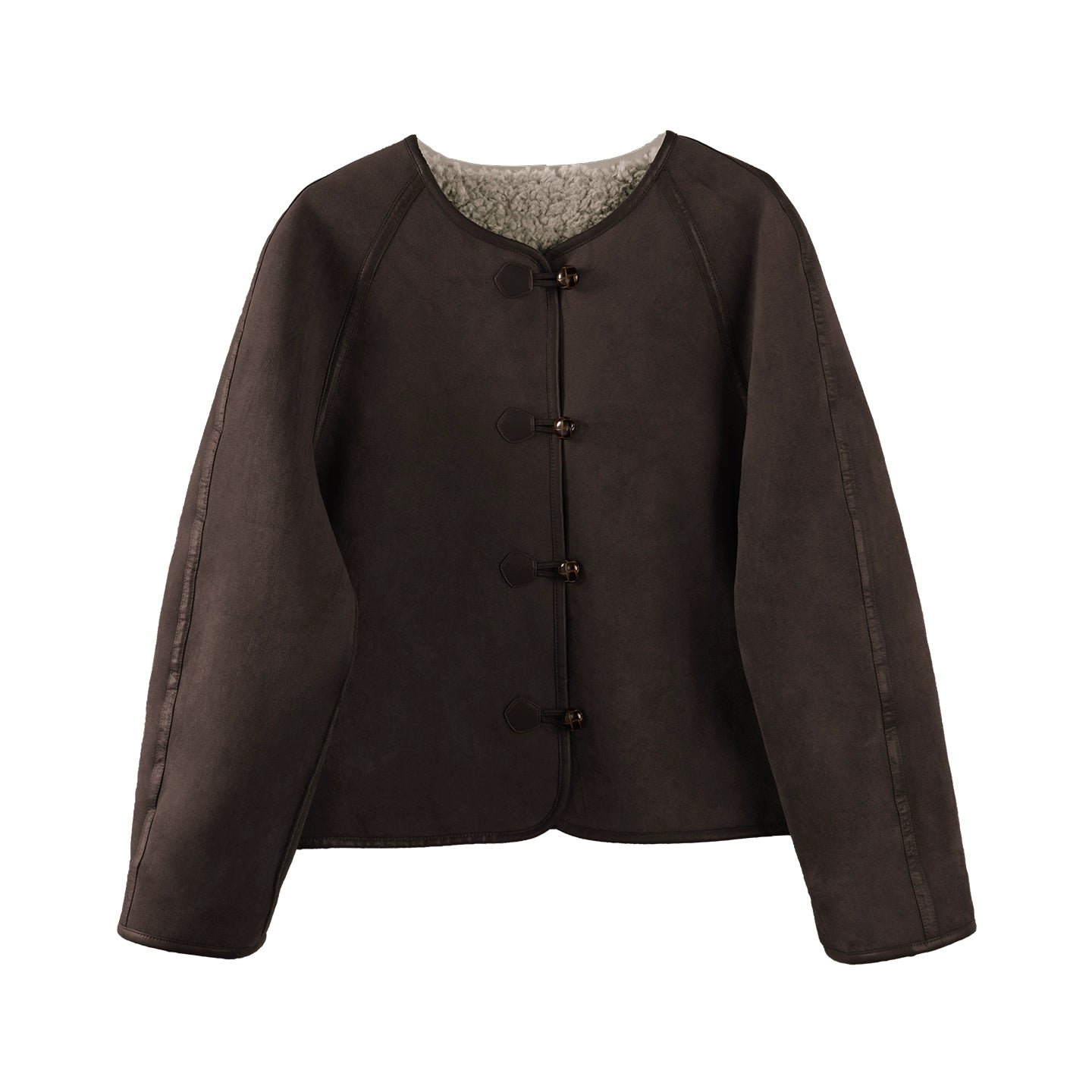 Retro Brown Suede Wool Jacket