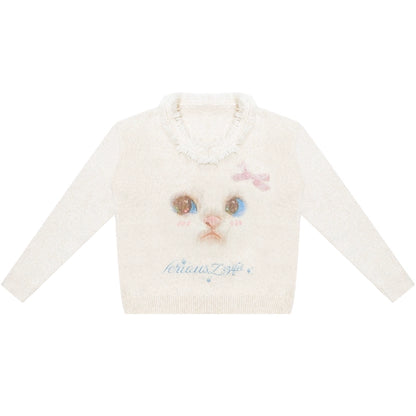 American Retro Cat Plush Sweater