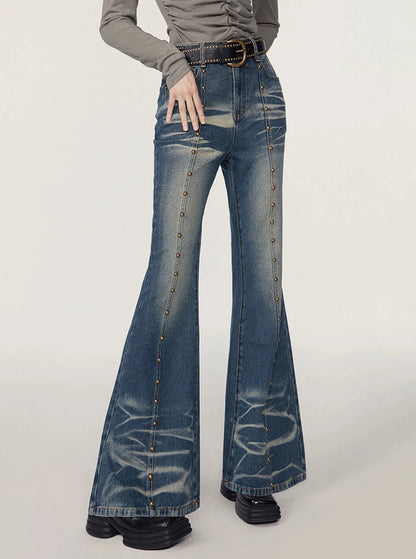 Hohe Taille Flared Jeanshose