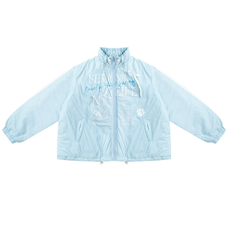 Retro Sky Blue Sports Cotton Jacket