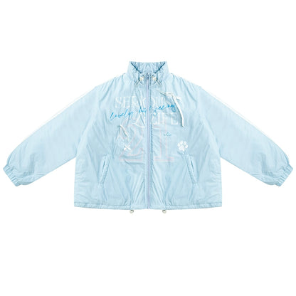 Retro Sky Blue Sports Cotton Jacket