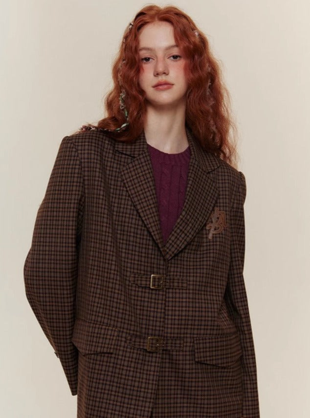 American Retro College Gürtelschnalle Brown Blazer Sets