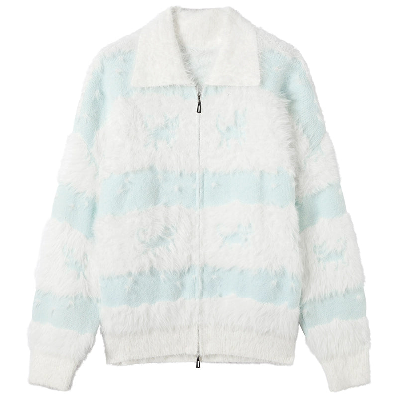 Soft Light Blue Knit Jacket