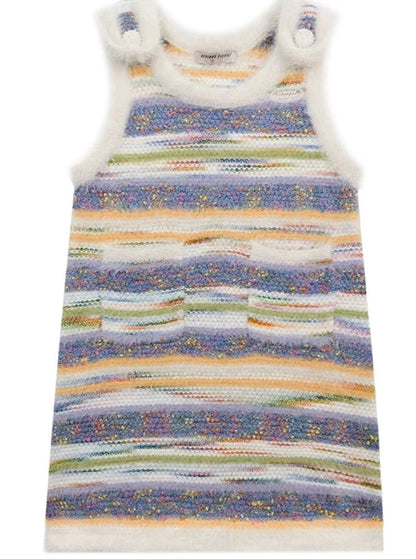 American colorful grained striped wool dress