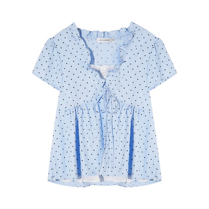 Ruffled Polka Dot Babydoll Top