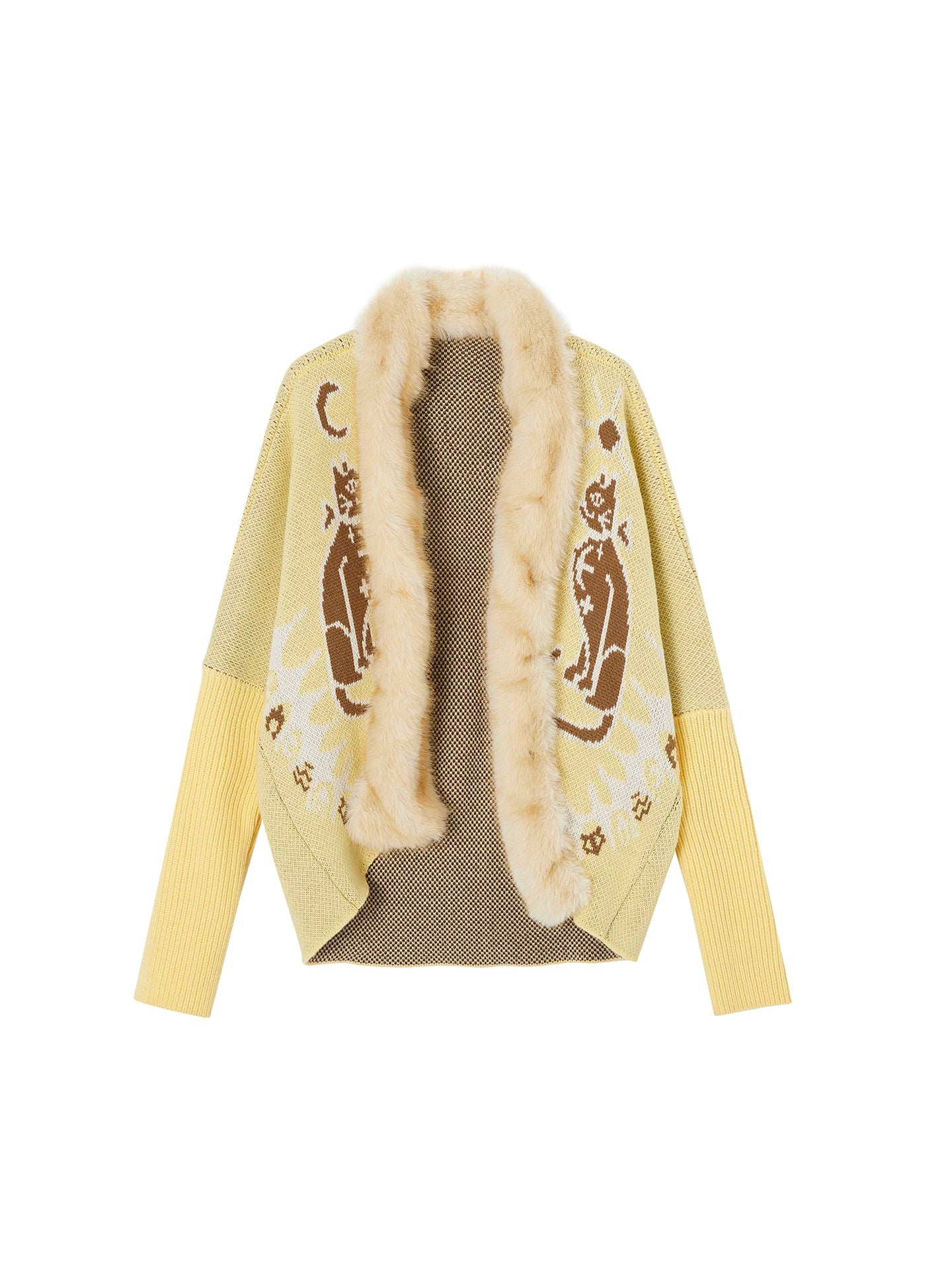 Faux Fox Fur Knit Cardigan