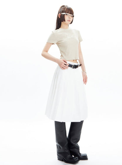 American Pleated A-line Half Skirt