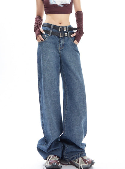 Wide Legs Old Washed Denim Pants